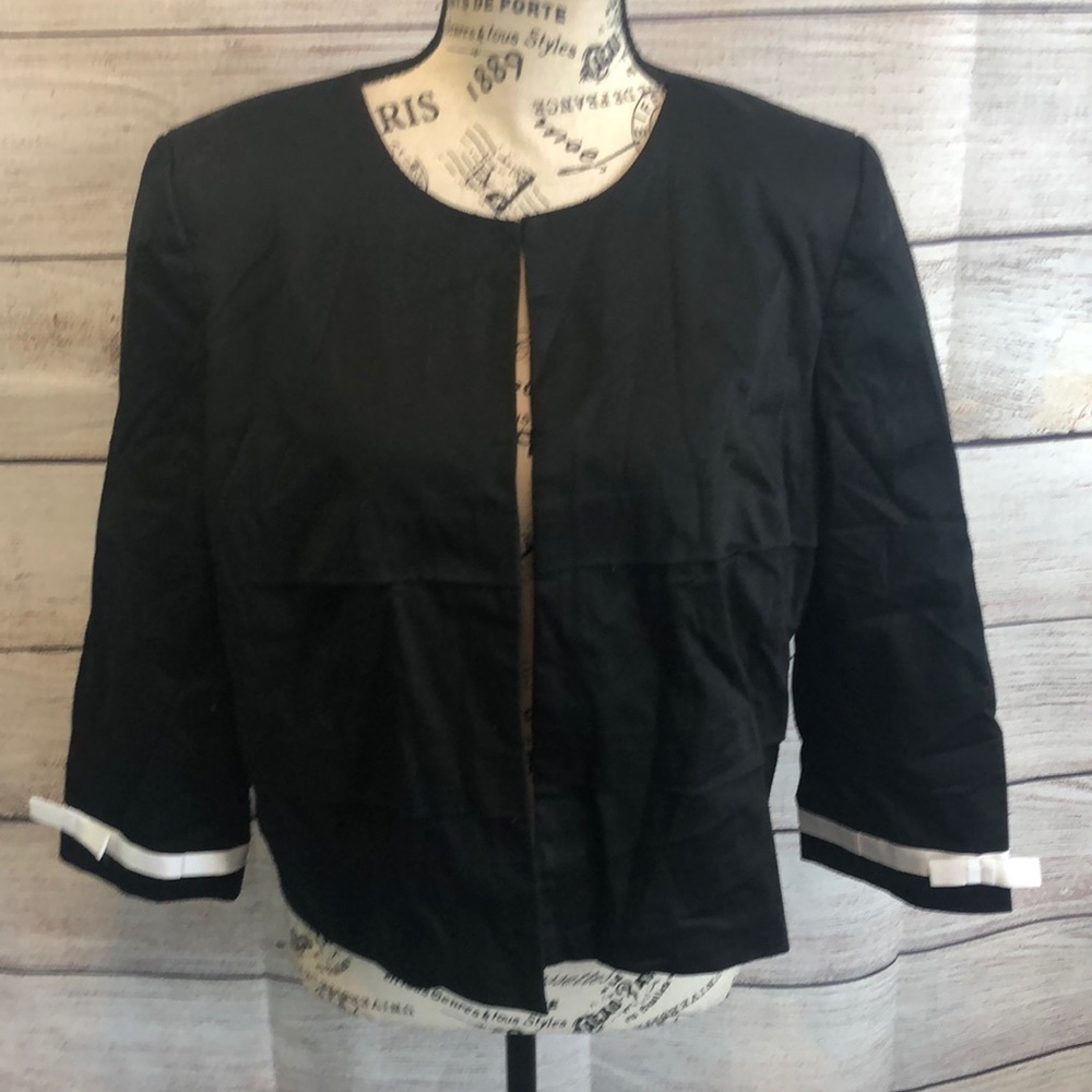 Sandro Blazer Jacket Cropped Black  Size Large 3/4 Sleeves Sportswear